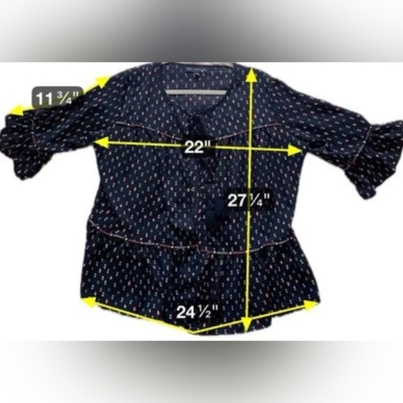 Star Scene Black Floral Peasant‎ Blouse Ruffle Sleeves Boho Cottagecore Size L - Picture 9 of 13